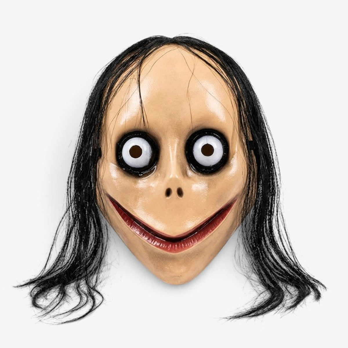 Halloween Mask Momo Creepy Scary Full Face Cosplay Costume Black Hair Horror - Image 1