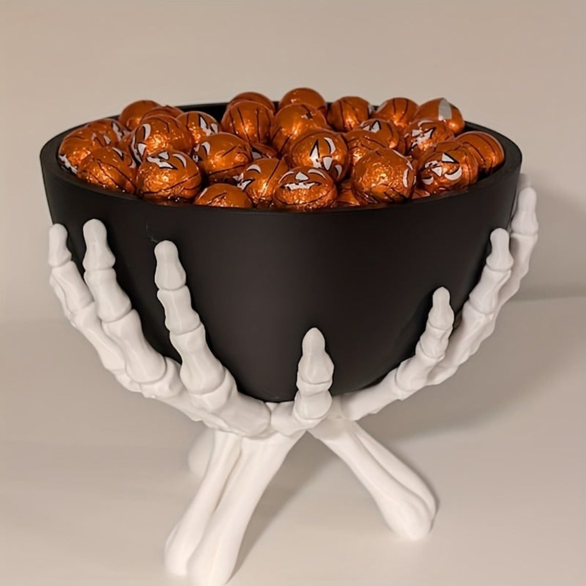 Halloween Skeleton Candy Bowl With White Hands And Gothic-inspired Decor - Image 7