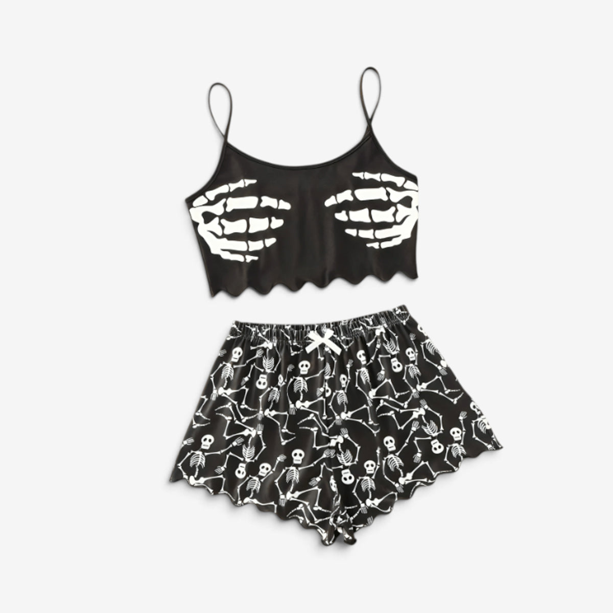 Halloween Sleepwear Set Women's Ghost Print Crop Top And Shorts Lounge - Image 4