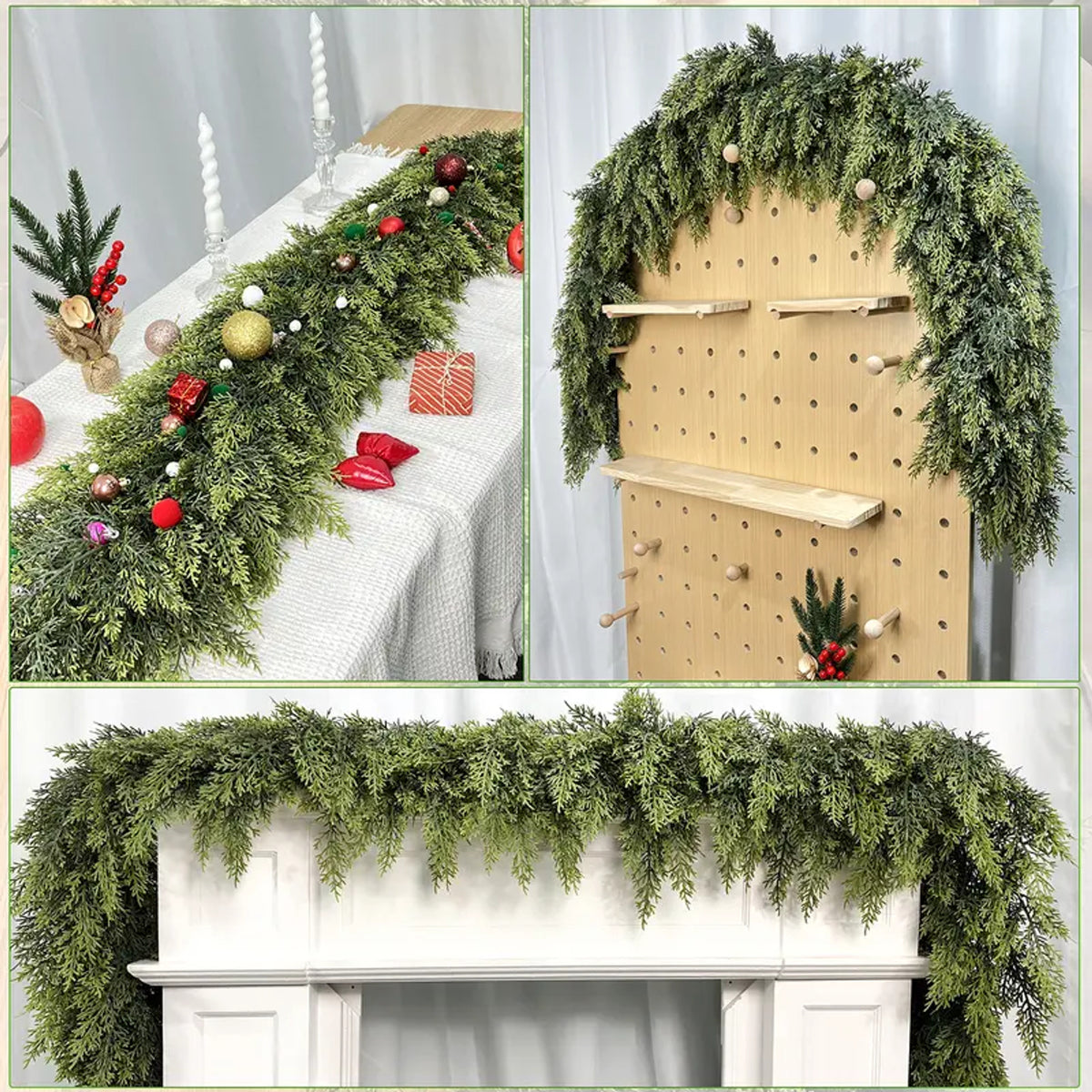 Handmade Christmas Artificial Pine Garland With Realistic Green Finish - Image 7
