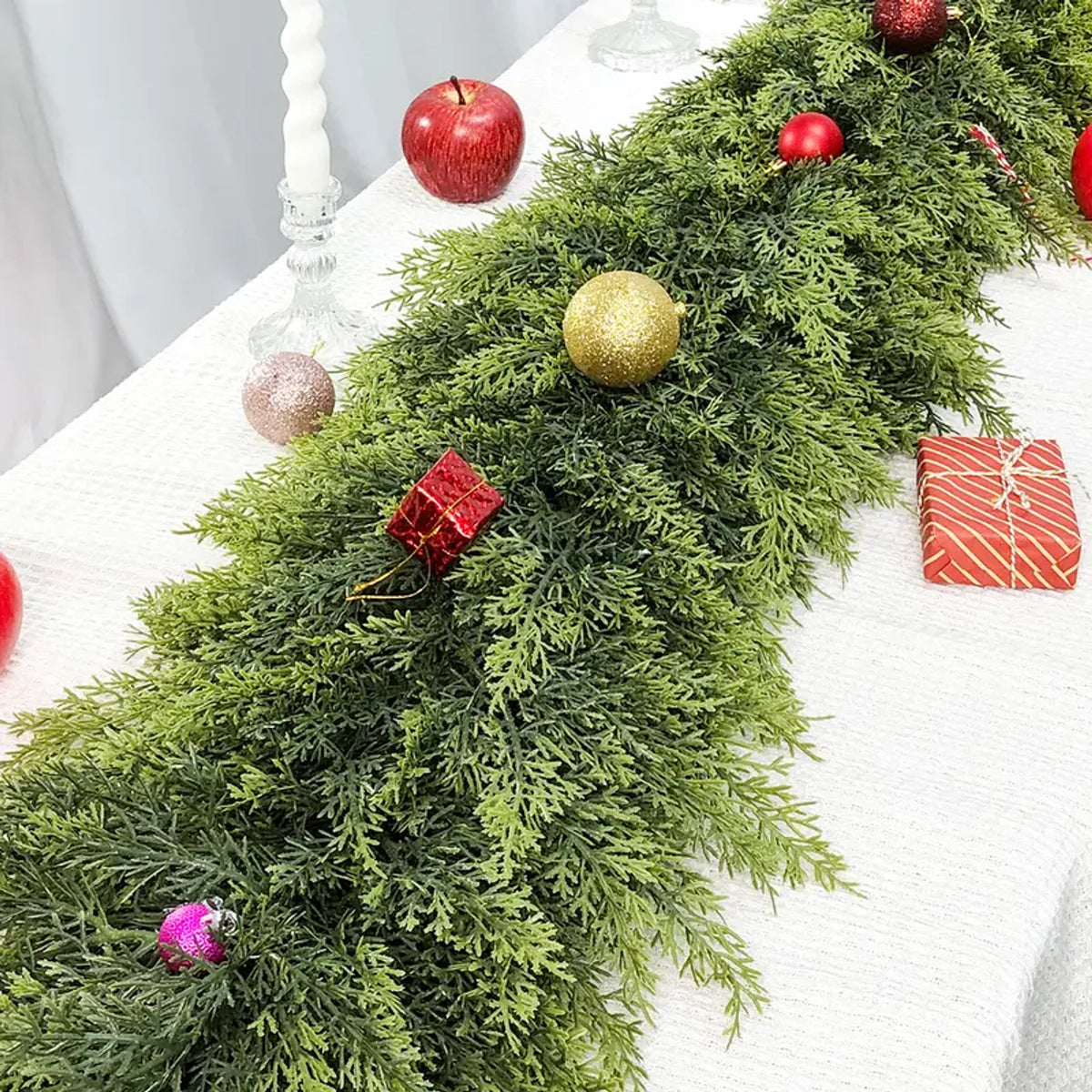 Handmade Christmas Artificial Pine Garland With Realistic Green Finish - Image 6