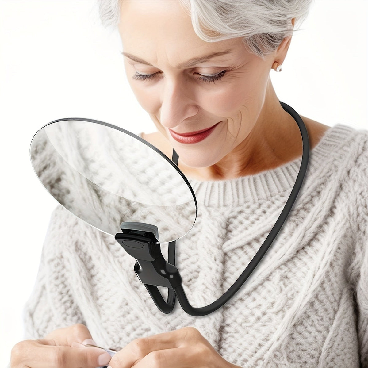Hands-Free Necklace Magnifying Glass With 5x Lens For Reading And Close-Up Tasks - Image 1