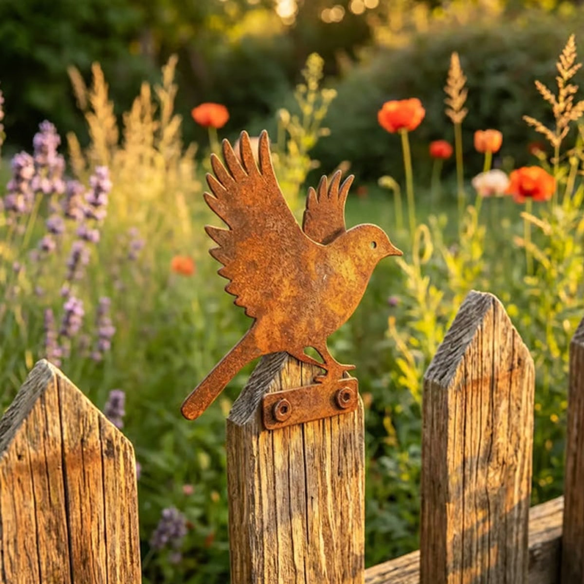 Hawthorne Weathered Corten Steel Bird Silhouettes Set Of 5 Garden Decor - Image 17