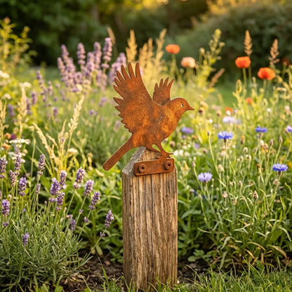 Hawthorne Weathered Corten Steel Bird Silhouettes Set Of 5 Garden Decor - Image 9