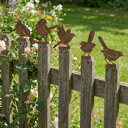 Hawthorne Weathered Corten Steel Bird Silhouettes Set Of 5 Garden Decor - Image 10
