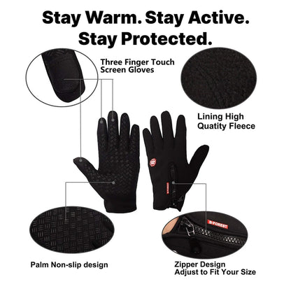 Heated Gloves For Winter Thermal Ladies Snow Ski Cycling With Zipper And Touchscreen Fingertips - Image 7