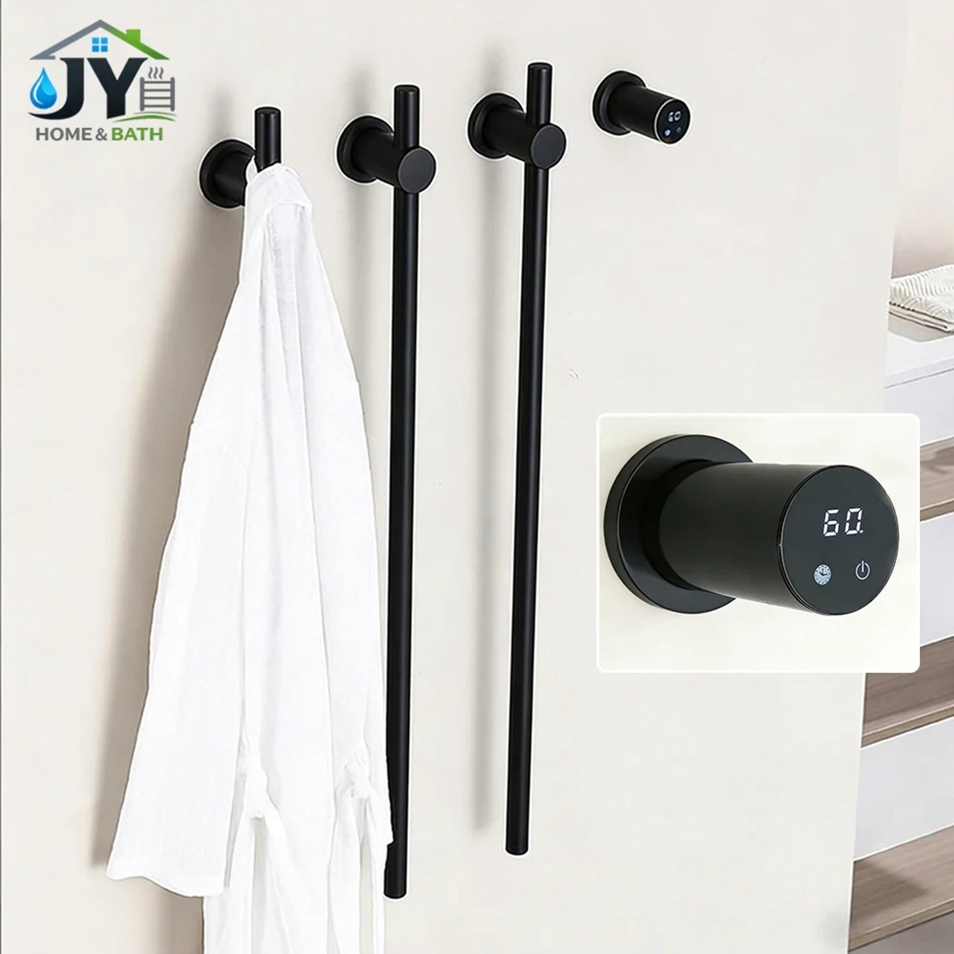 Heated Towel Rack Electric Wall Mounted Bathroom Warmer - Image 1