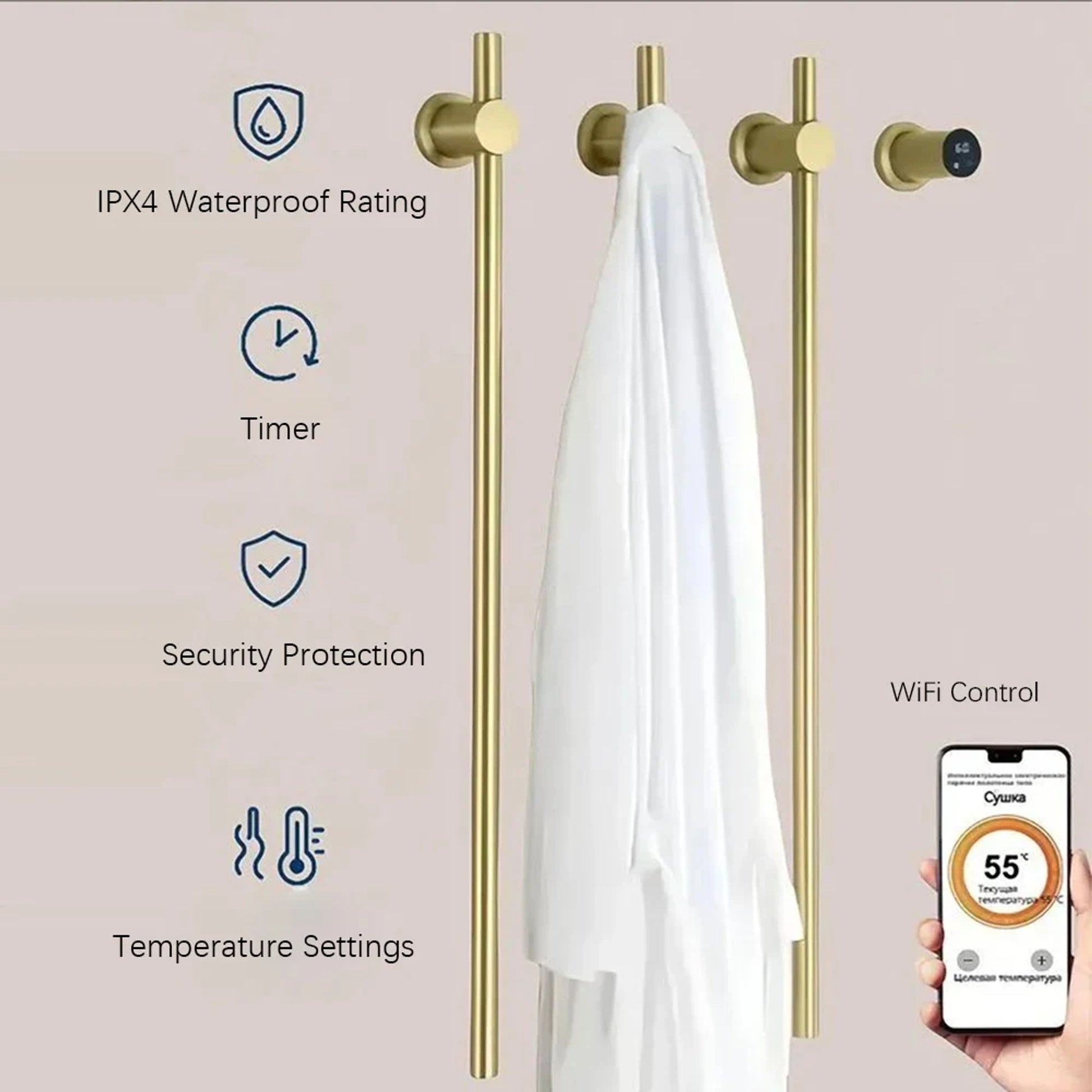 Heated Towel Rack Electric Wall Mounted Bathroom Warmer - Image 5