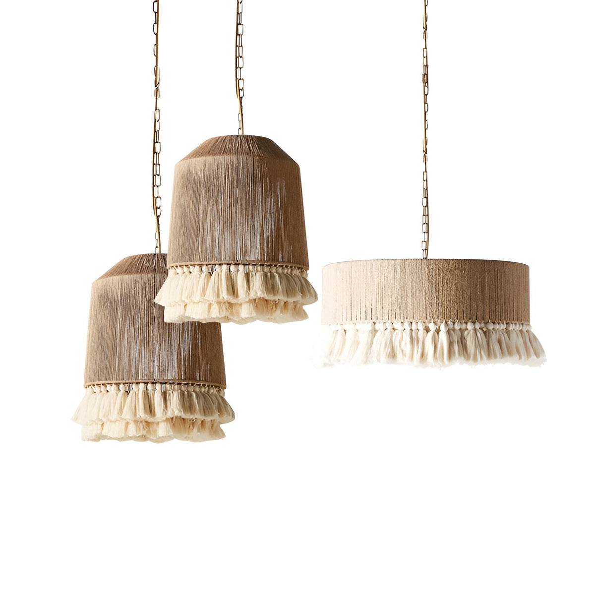 Hemp Fringe Chandelier Vintage Bohemian - Image 1