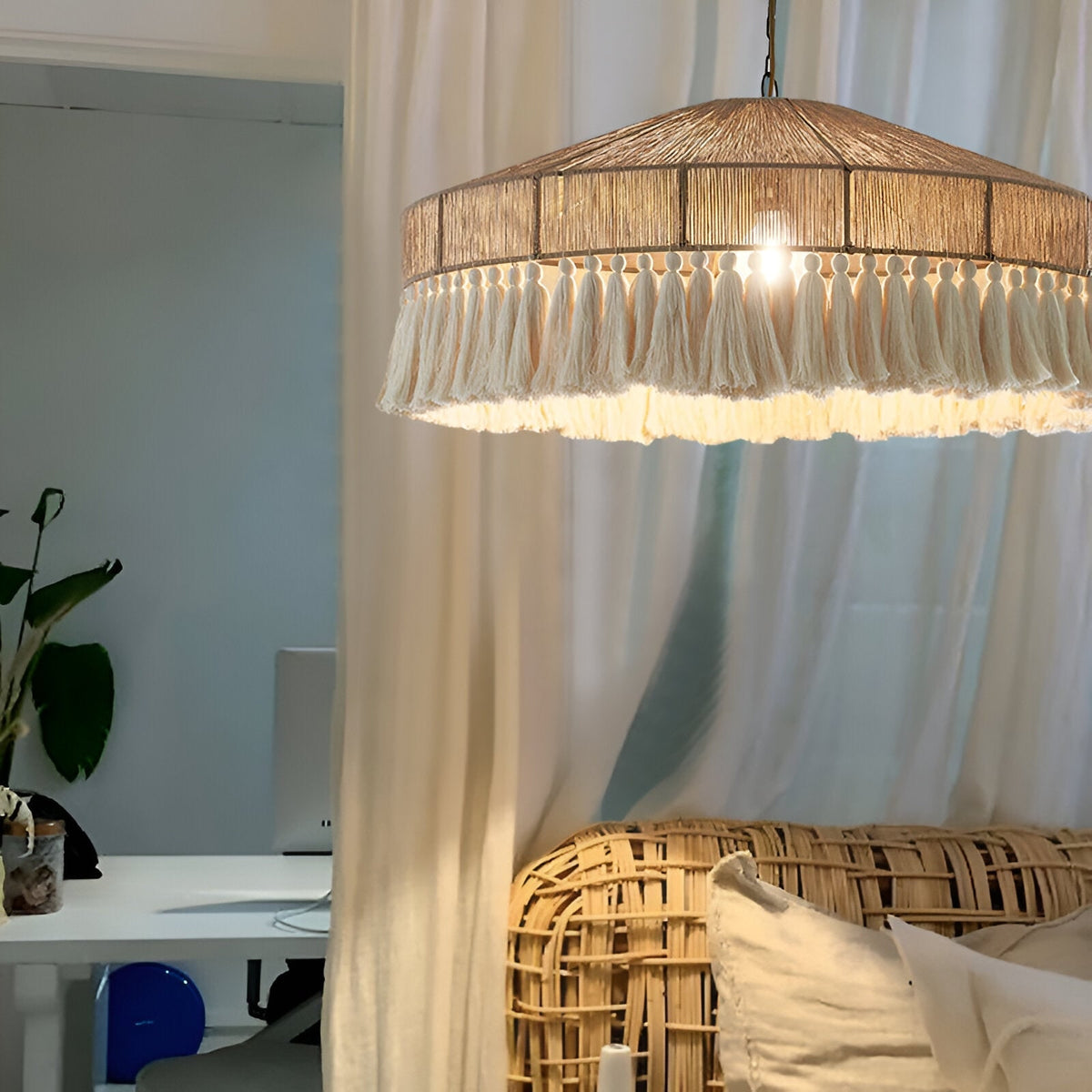 Hemp Fringe Chandelier Vintage Bohemian - Image 3