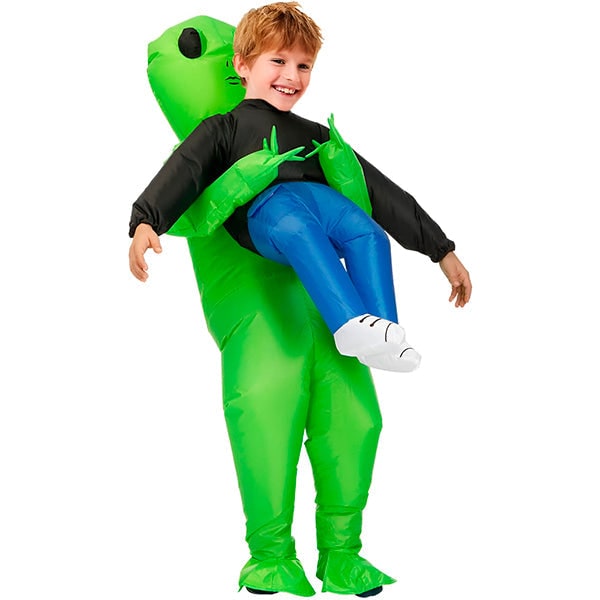 Inflatable Alien Costume Halloween Full Body Green Abduction Faux Legs - Image 10