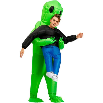 Inflatable Alien Costume Halloween Full Body Green Abduction Faux Legs - Image 4