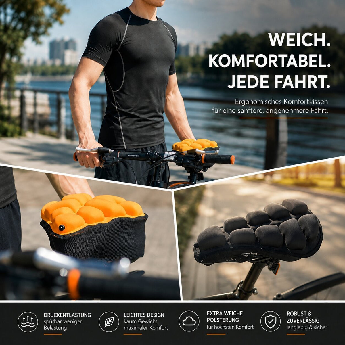Inflatable Bike Seat Cover With Multiple Air Chambers And Elastic Straps - Image 14