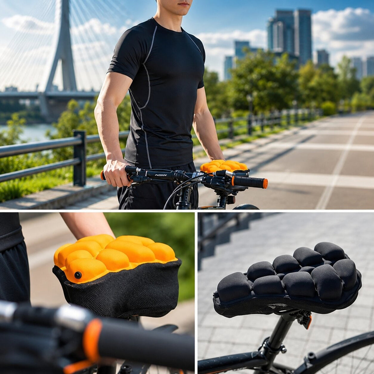 Inflatable Bike Seat Cover With Multiple Air Chambers And Elastic Straps - Image 15