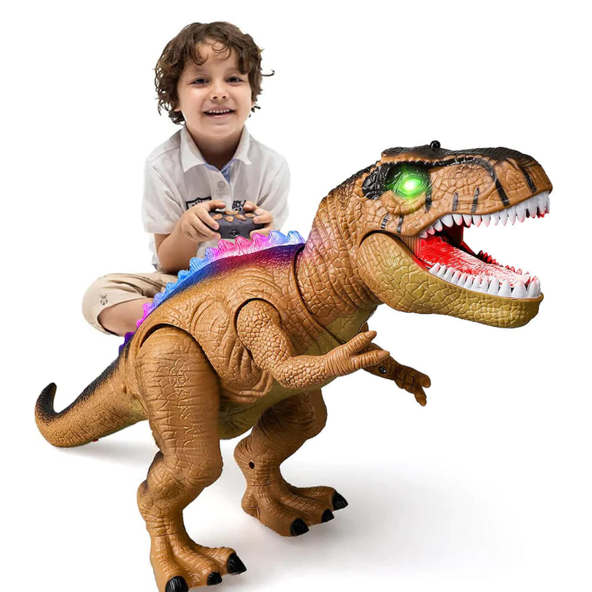 Interactive Dinosaur Toy With Remote Control Walking T-Rex With Light-Up LED Effects - Image 1