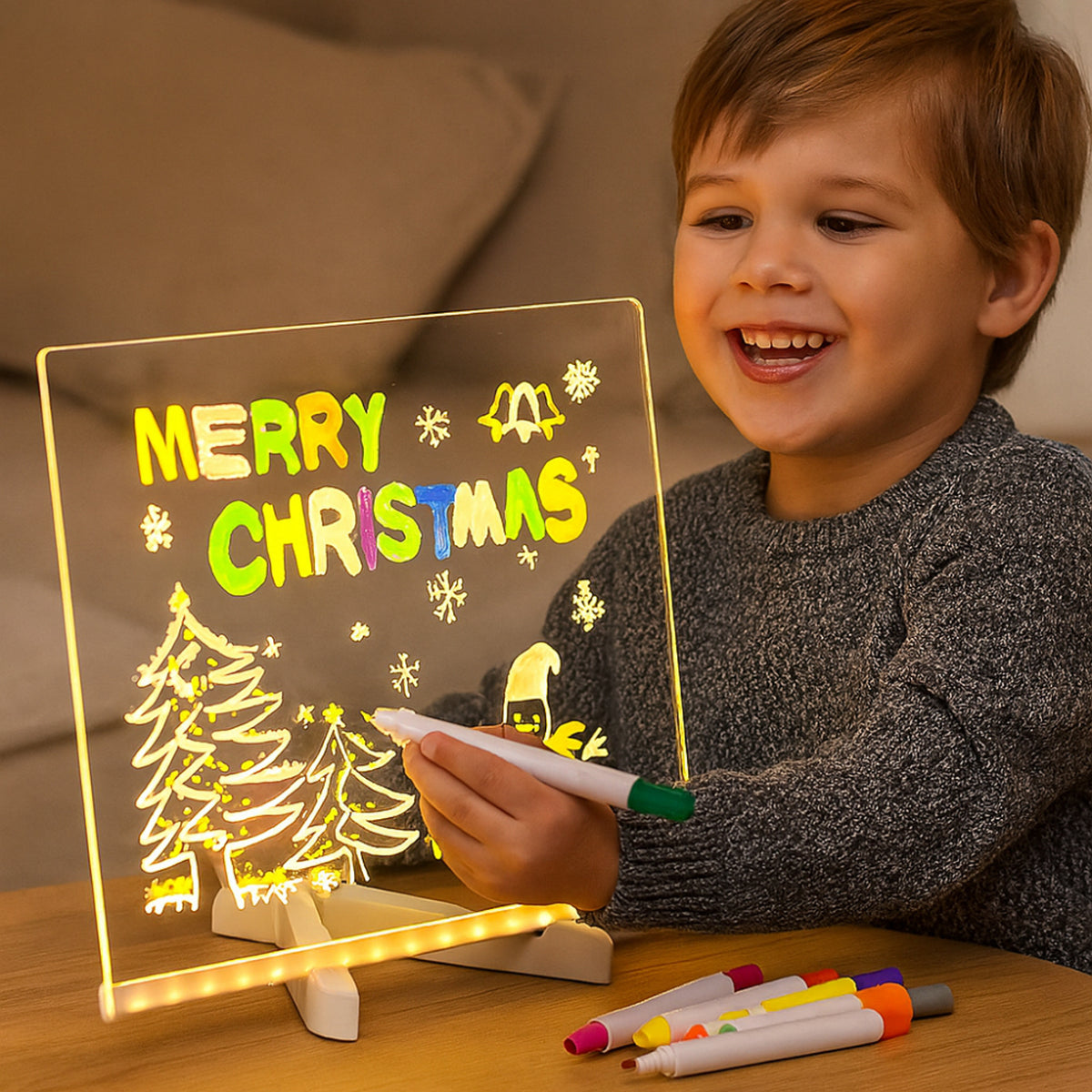 LED Drawing Board For Kids Illuminated Creative Writing Tablet With Reusable Surface - Image 1
