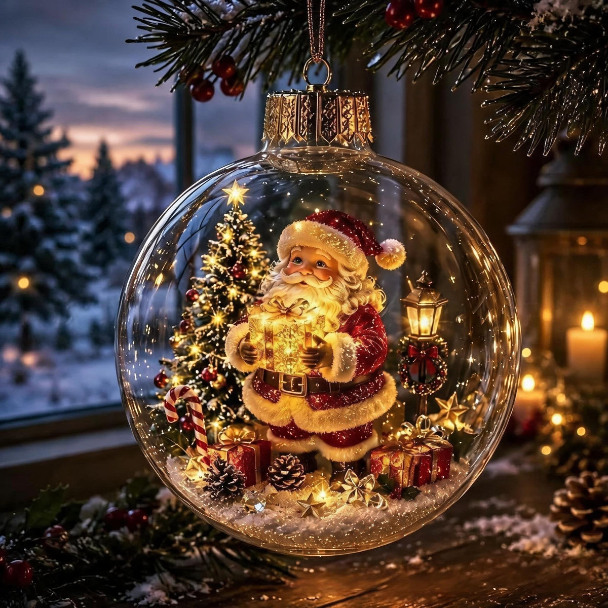 Light Up Glass Ball Christmas Ornament - Image 1
