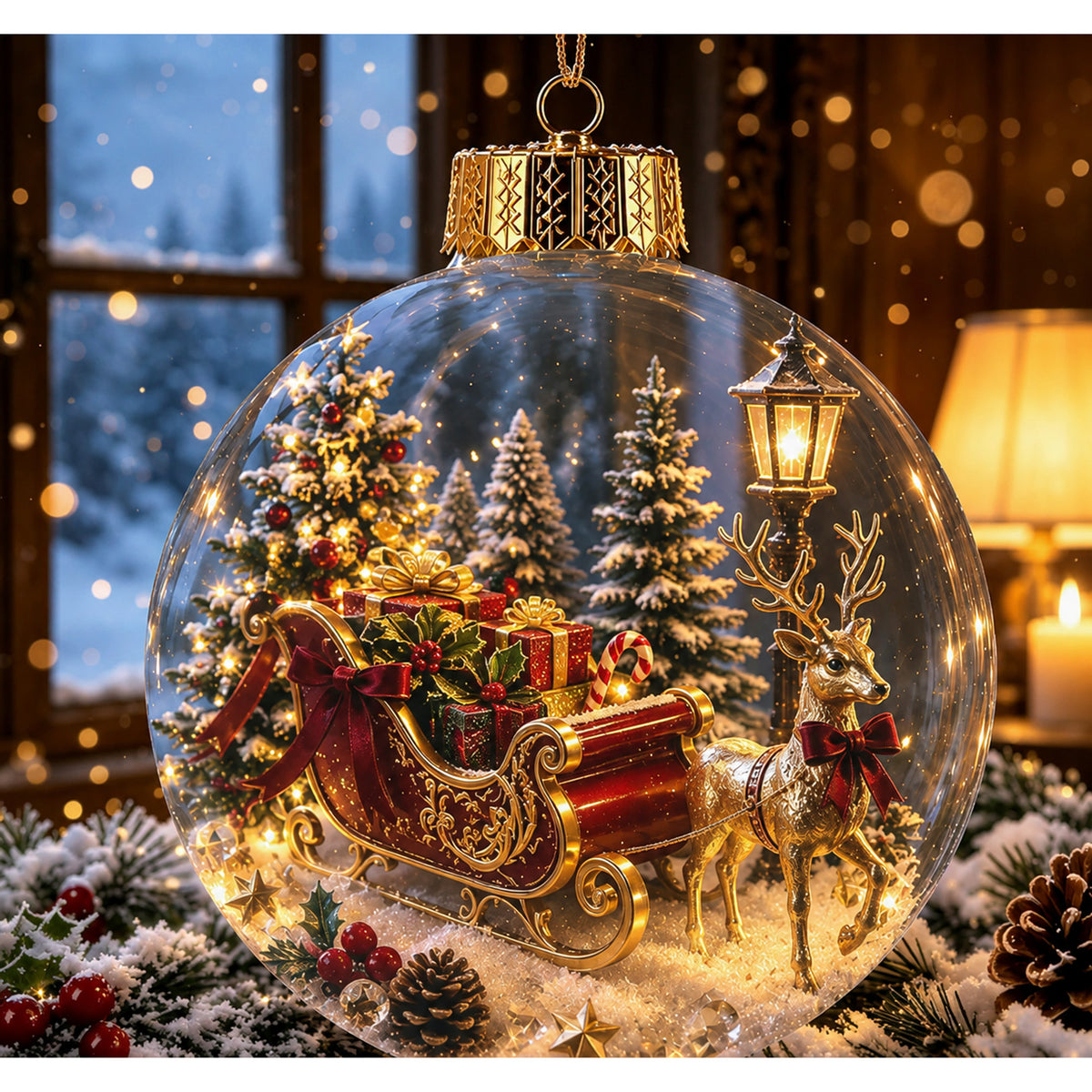 Light Up Glass Ball Christmas Ornament - Image 9
