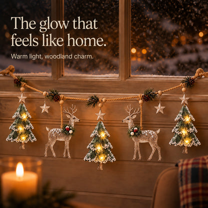 Lighted Christmas Garland With Pine Cone And Star Ornaments - Image 7