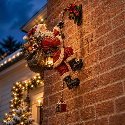 Lighted Christmas Wall Decoration With Climbing Santa And Lantern - Image 6