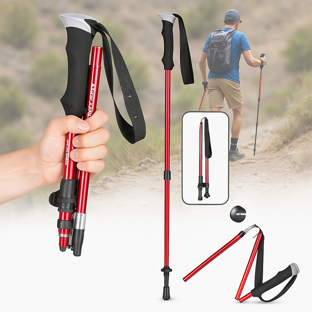 Lightweight Adjustable Hiking Poles With Quick-Lock For Trekking And Walking - Image 3