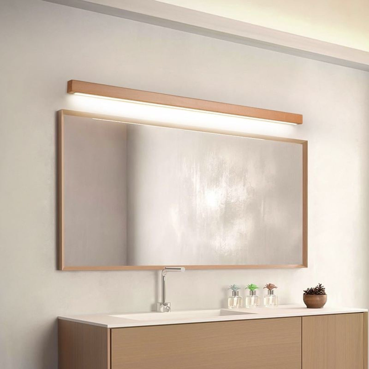 Linear LED Wall Sconce With Wooden Frame - Image 8