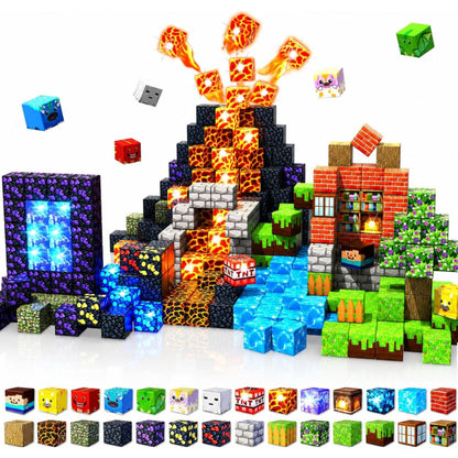Magnetic Building Blocks Set With Light-Up Educational Design - Image 1
