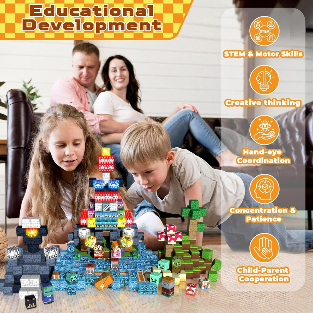 Magnetic Building Blocks Set With Light-Up Educational Design - Image 4
