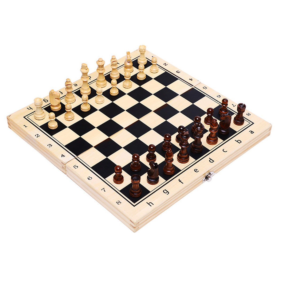 Magnetic Folding Chess Board With Solid Wood Pieces - Image 3