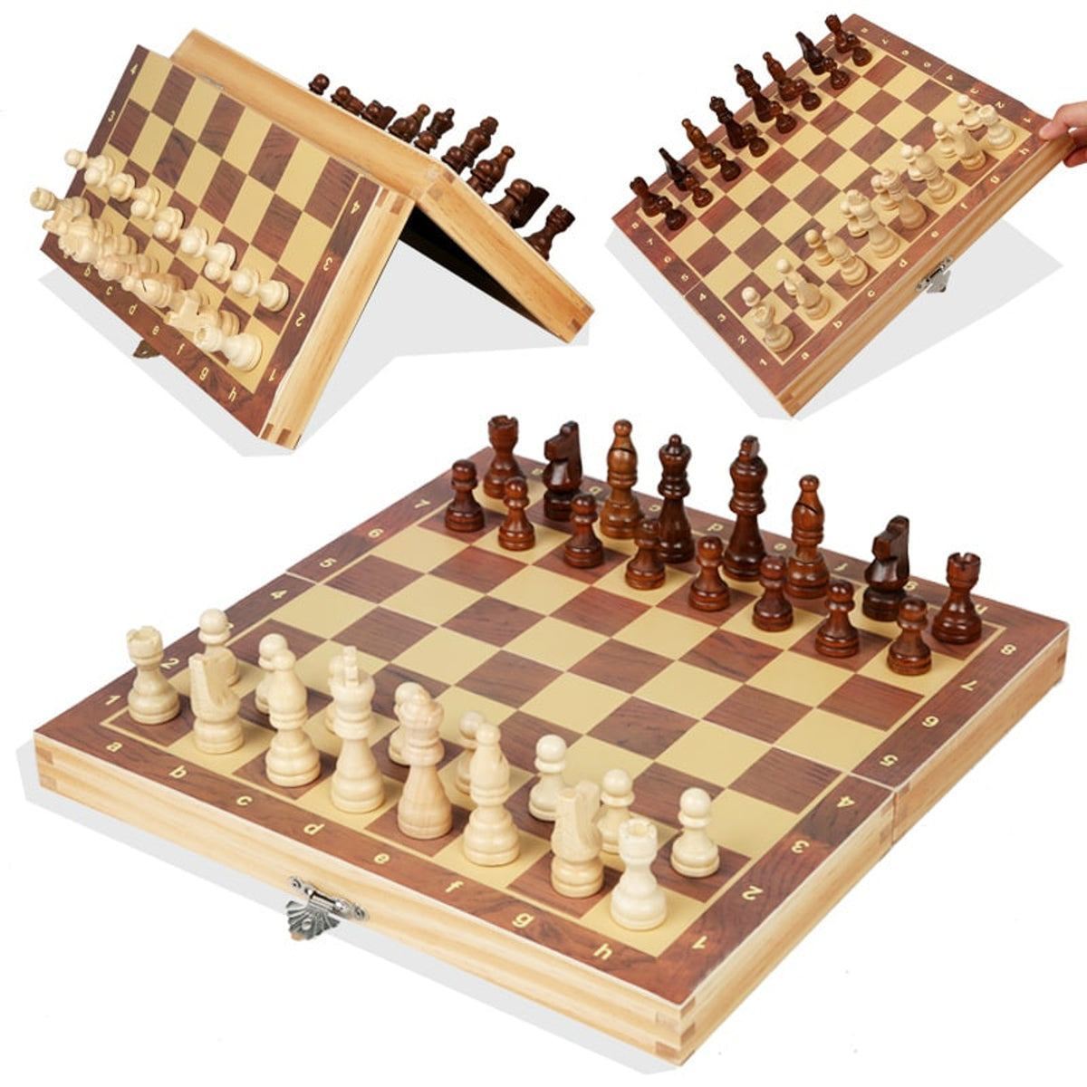 Magnetic Folding Chess Board With Solid Wood Pieces - Image 4