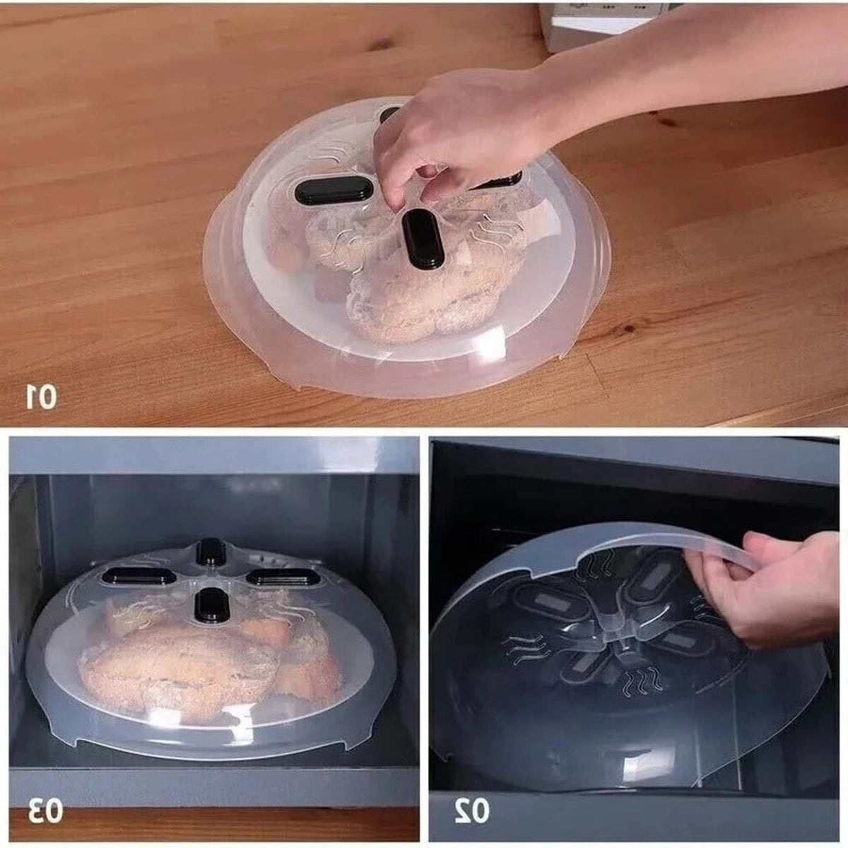Magnetic Microwave Splatter Cover With Steam Vents For Even Heating - Image 3