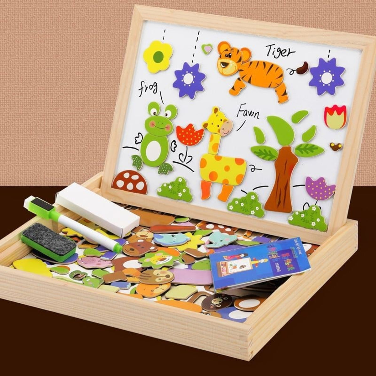 Magnetic Puzzle Board With Double-Sided Drawing Surface For Portable Play - Image 5