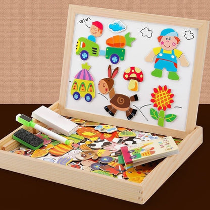 Magnetic Puzzle Board With Double-Sided Drawing Surface For Portable Play - Image 4