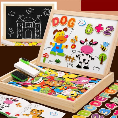 Magnetic Puzzle Board With Double-Sided Drawing Surface For Portable Play - Image 2
