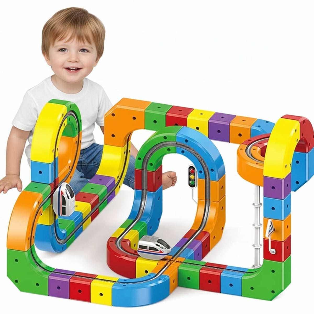 Magnetic Train Track Toy With 3D Snap-Together Track System For Kids - Image 1