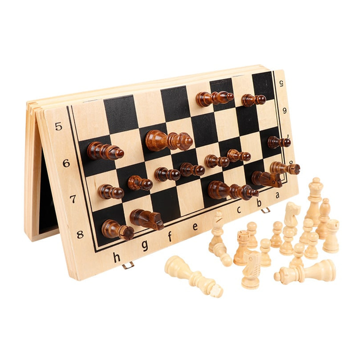 Magnetic Wooden Chess Set With Folding Board - Image 4