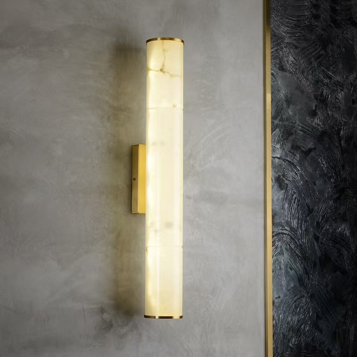 Marble Wall Lamp With Cylindrical Shade - Image 1