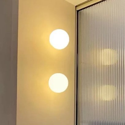 Matte Glass Spherical Wall Lamp With Bedroom Decoration - Image 1