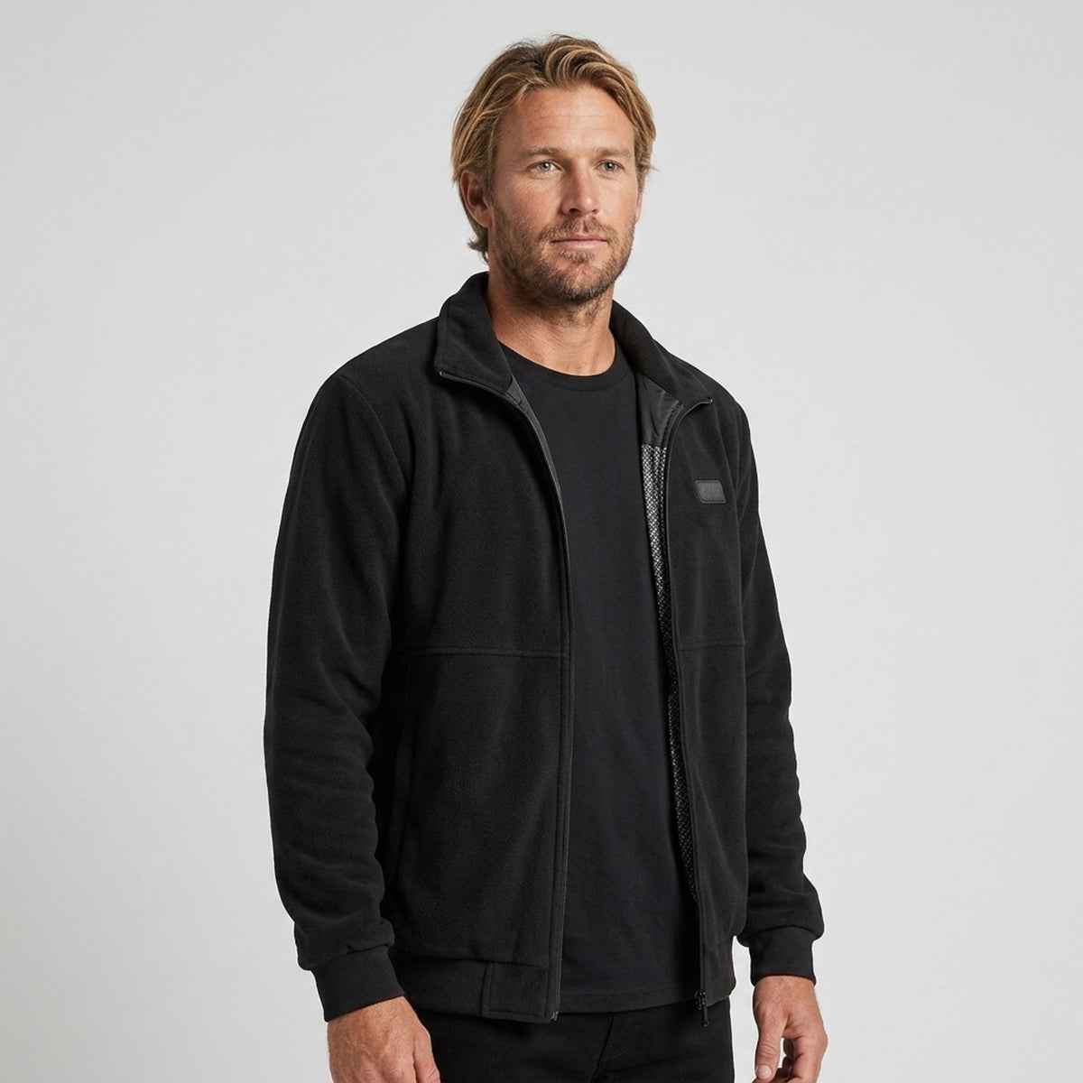 Men's Heated Fleece Jacket With Stand Collar Full-Zip Design Seals In Heat And Blocks Wind - Image 3
