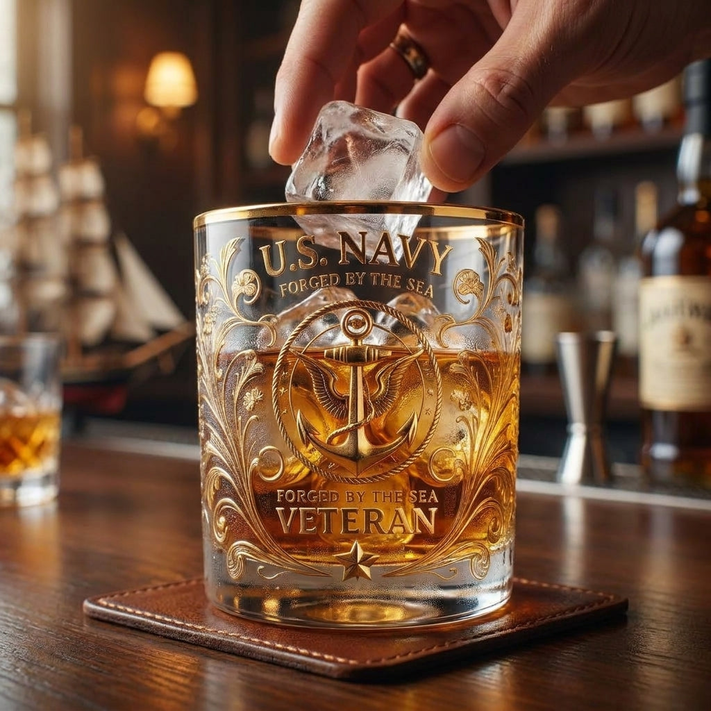 Us Military Whiskey Glass Military Branch Veteran Embossed - Image 5