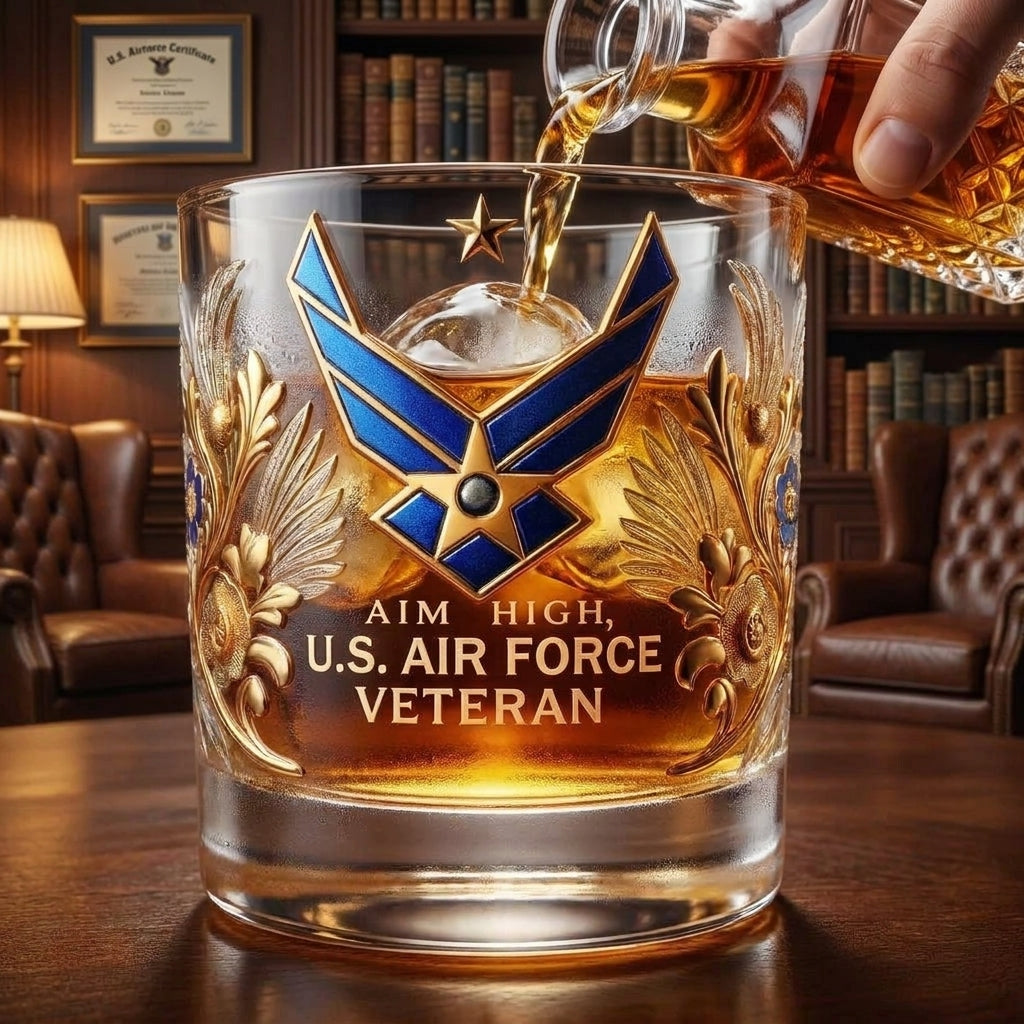 Us Military Whiskey Glass Military Branch Veteran Embossed - Image 3