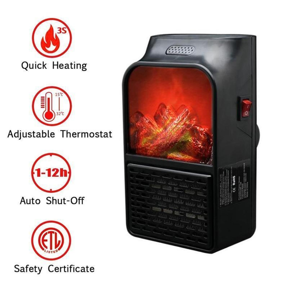 Mini Electric Fireplace Warmer For Instant Cosy Heat - Image 7