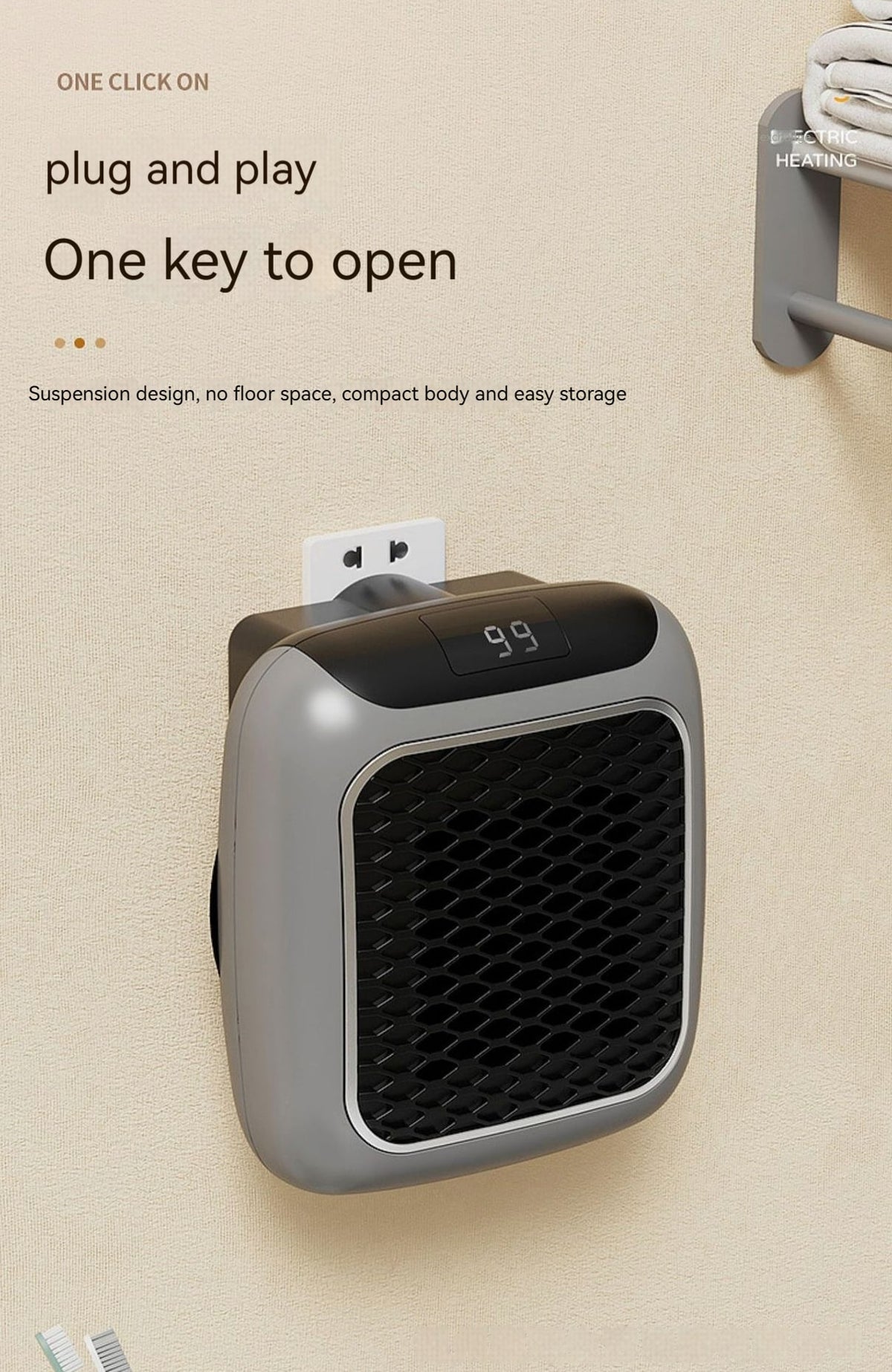 Mini Fan Heater Wall-Mounted With Digital Temperature Control - Image 9
