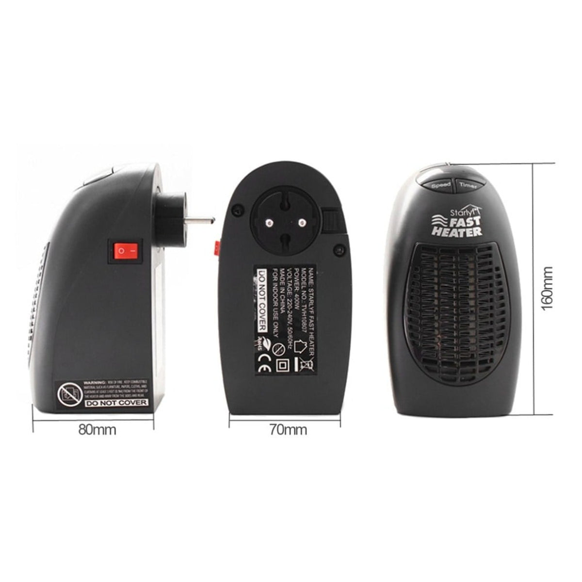 Mini Heater With 360° Rotating Plug And Digital Thermostat - Image 1