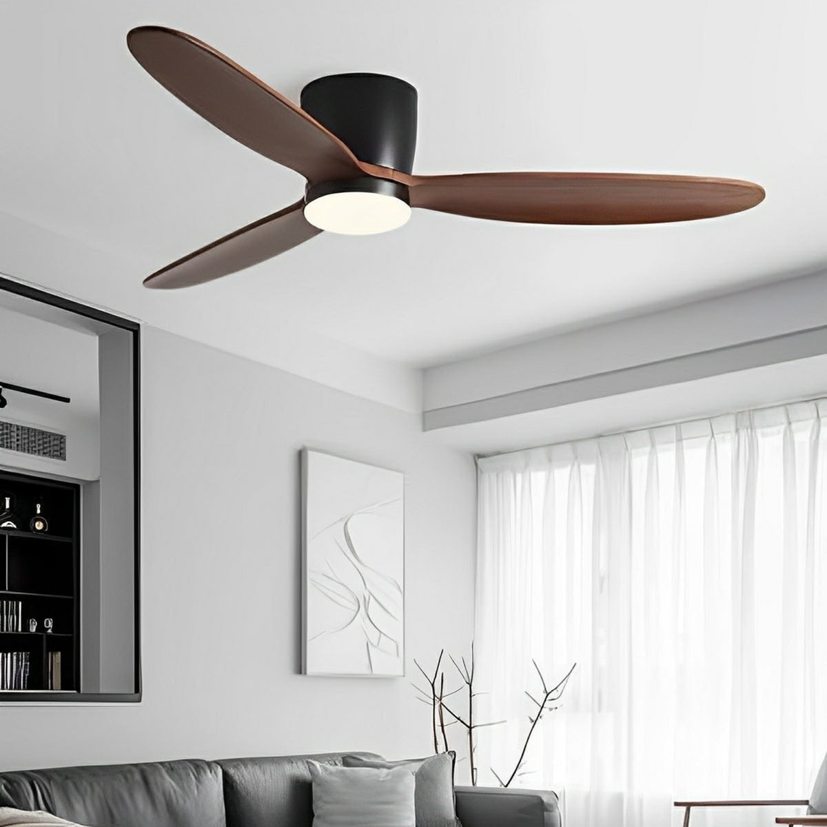 Modern Flush Mount Ceiling Fan Light With Reversible Speed - Image 4