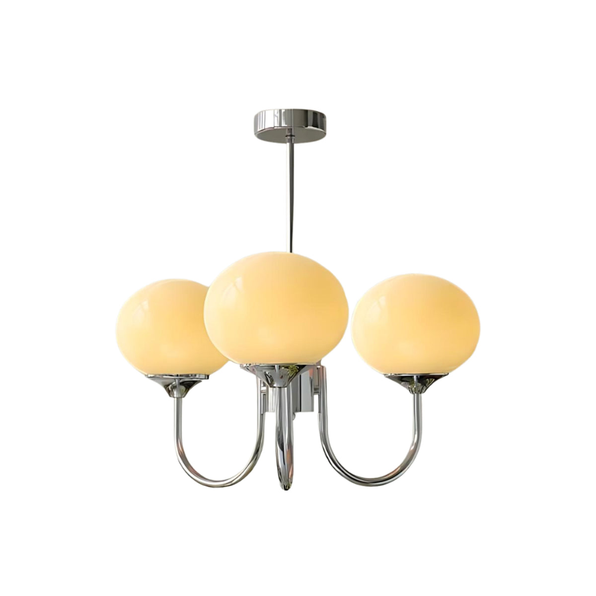 Modern Glass Chandelier With Mallow Globe Shades - Image 1