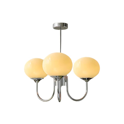 Modern Glass Chandelier With Mallow Globe Shades - Image 1