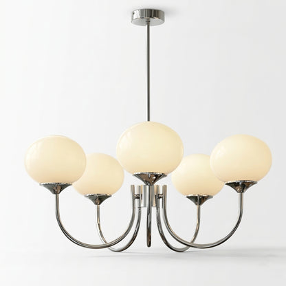 Modern Glass Chandelier With Mallow Globe Shades - Image 4