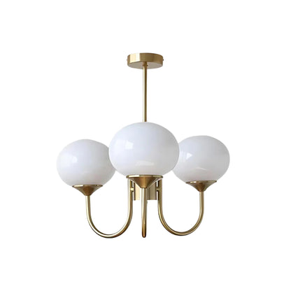 Modern Glass Chandelier With Mallow Globe Shades - Image 5