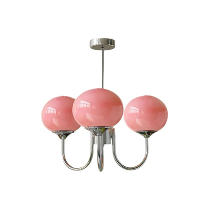 Modern Glass Chandelier With Mallow Globe Shades - Image 6